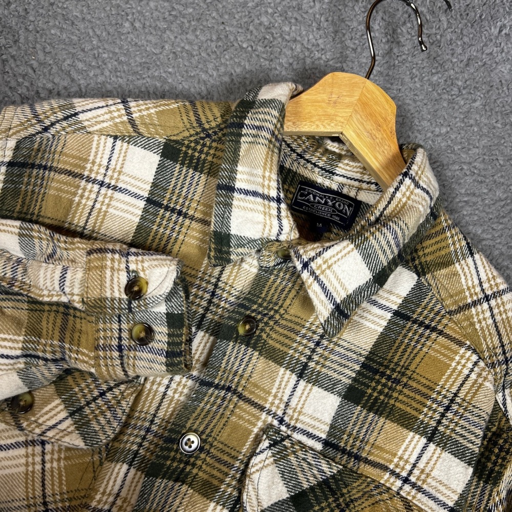 Canyon Creek Flannel Shirt Mens M Brown Plaid Excellent‎ Long Sleeve Button Up